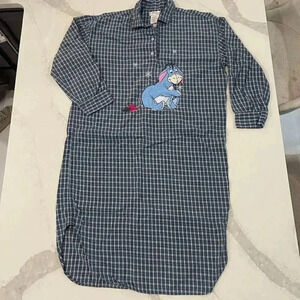 Disney Store Eeyore Winnie The Pooh Plaid Flannel SleepShirt Nightgown Women S/M